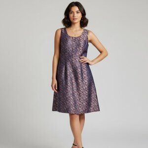 Thang Loi Silk Dress Babydoll Waist Blue Pink Flowy Sleeveless Womens sz Medium